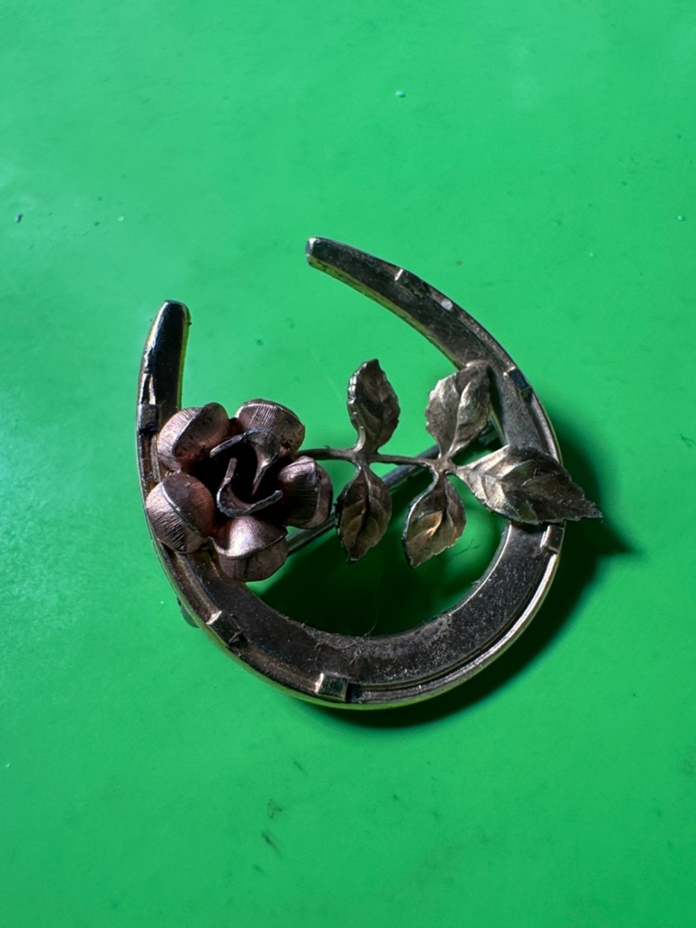 Krementz Horseshoe Rose Brooch